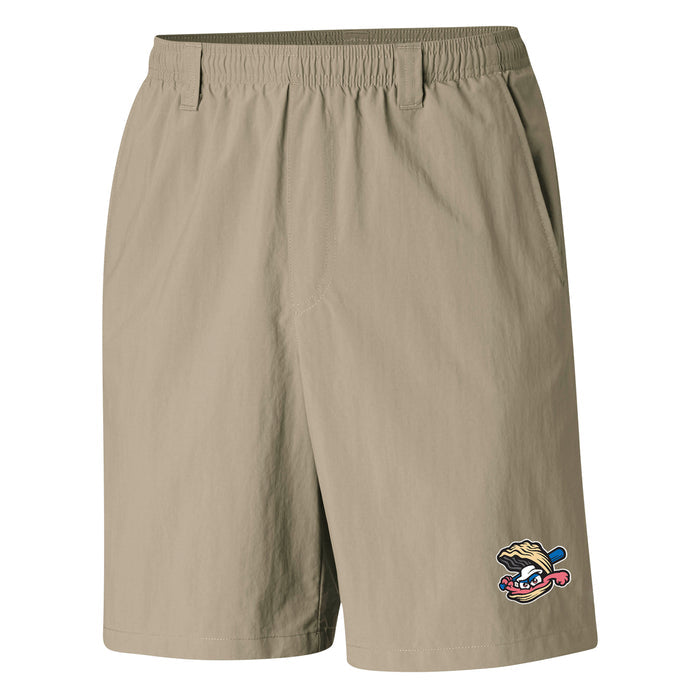 Columbia Men's Back Cast III Water Shorts in Khaki with Shuckers Alternative Logo