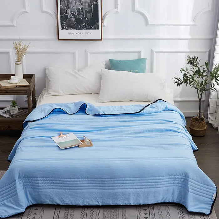 Cooling cotton summer blanket by LondonLaneStore, soft lightweight sleep cover with breathable, comfortable bedding for warm nights.
