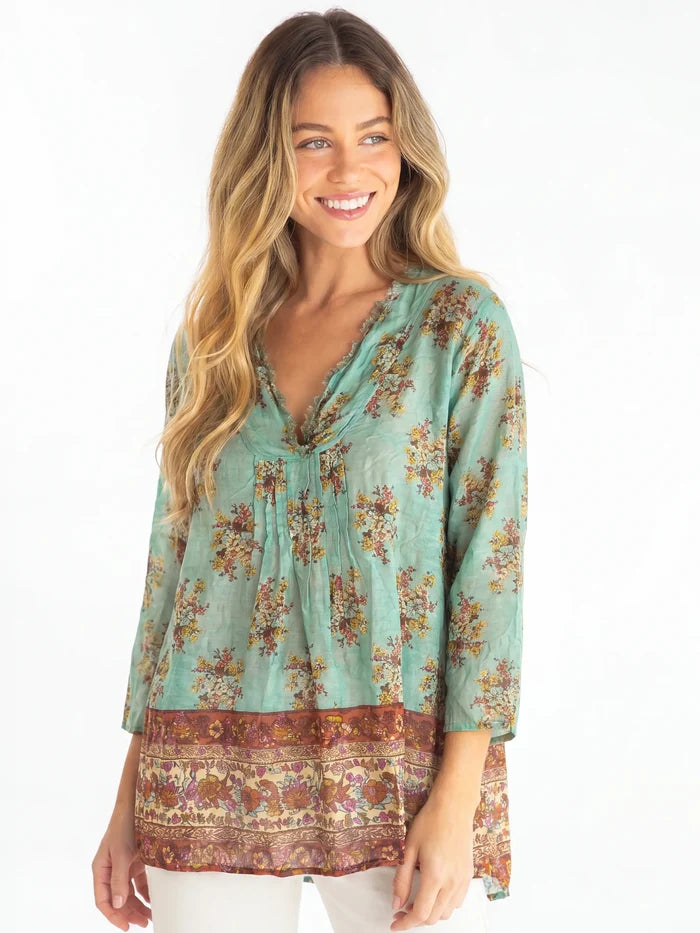 Cotton Tunic-In-A-Bag - Aqua Riviera Floral-view 1