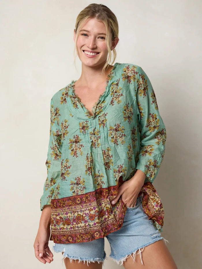 Cotton Tunic-In-A-Bag - Aqua Riviera Floral-view 2