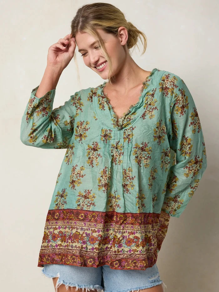 Cotton Tunic-In-A-Bag - Aqua Riviera Floral-view 3