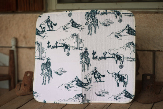 Cowboy Scene Drying Mat