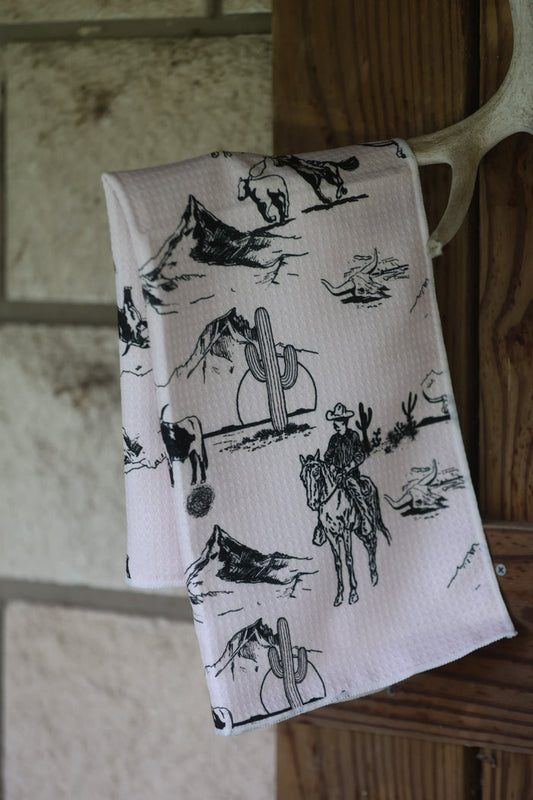 Cowboy Scene Kitchen/Bathroom Towel