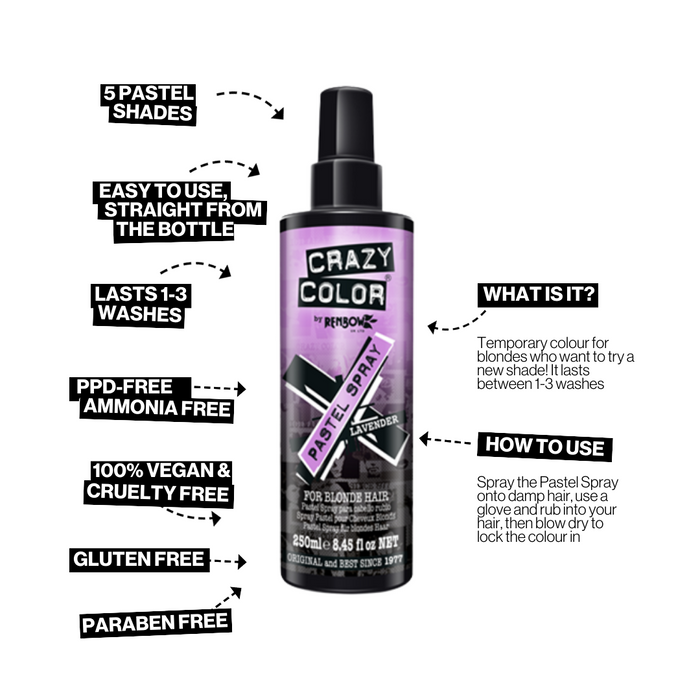 Crazy Color Hair Colour Pastel Spray 250ml - Lavender