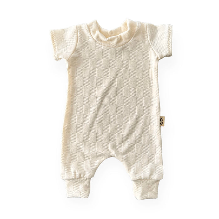Cream Checkers Harem Romper