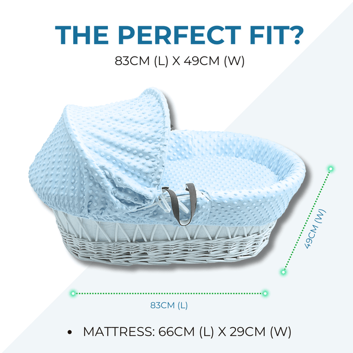 Cream Dimple Grey Wicker Baby Moses Basket With Stand