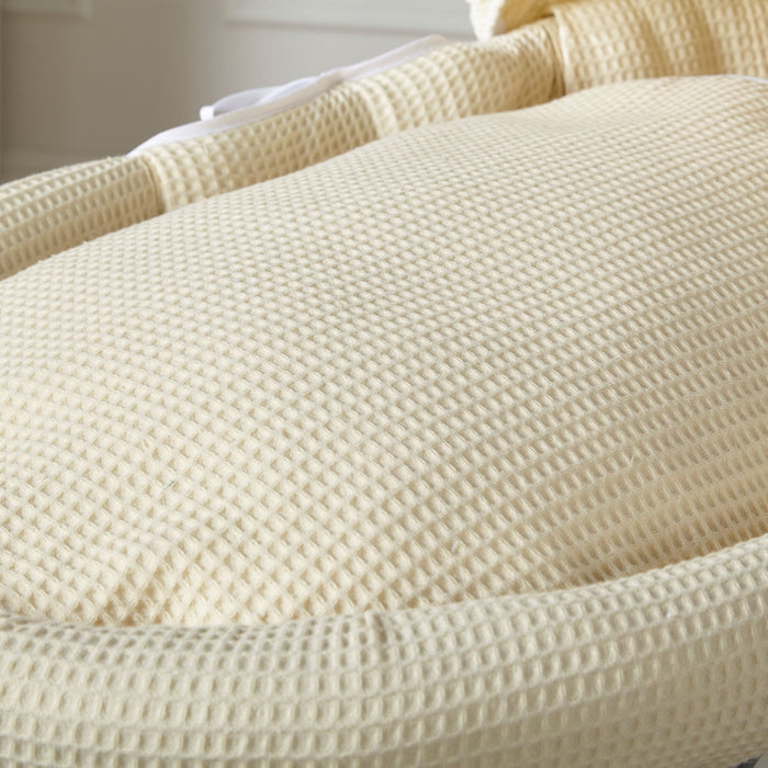 Cream Waffle Grey Wicker Baby Moses Basket With Stand
