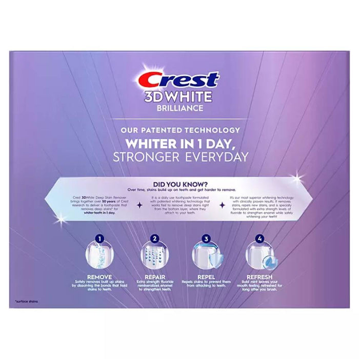 Crest - 3D White Deep Stain Remover Whitening Toothpaste 2.1 oz - 4 Pack