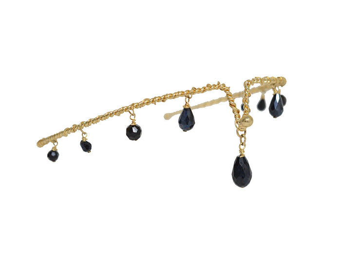 Crystal Empress Crown - Gold Wire Headpiece with Crystals side view