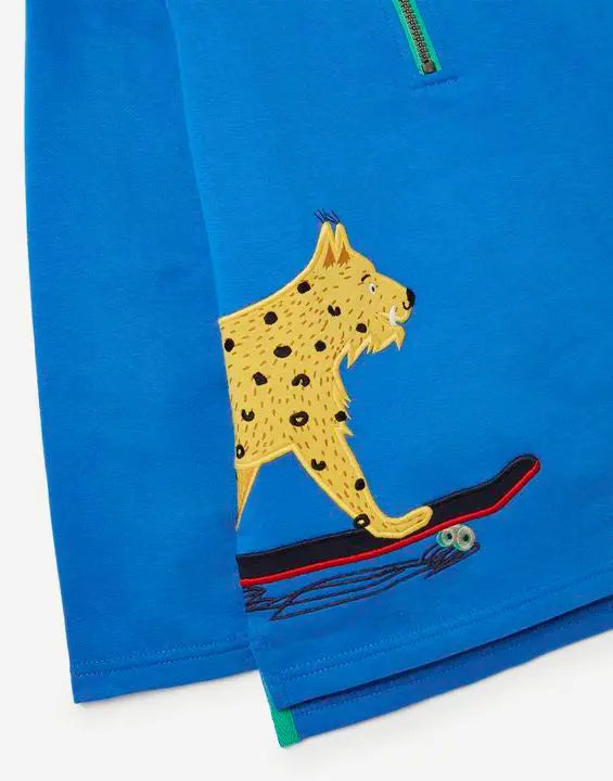 Dale Printed 1/2 Zip Sweatshirt - Blue Lynx | Joules | Joules | Jenni Kidz