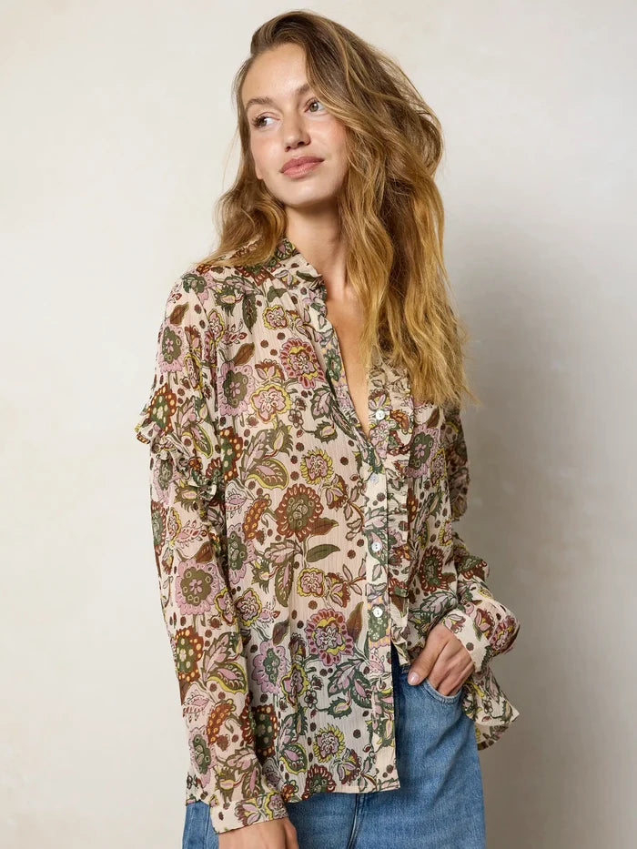 Darla Sheer Blouse - Pod Floral Mauve-view 3