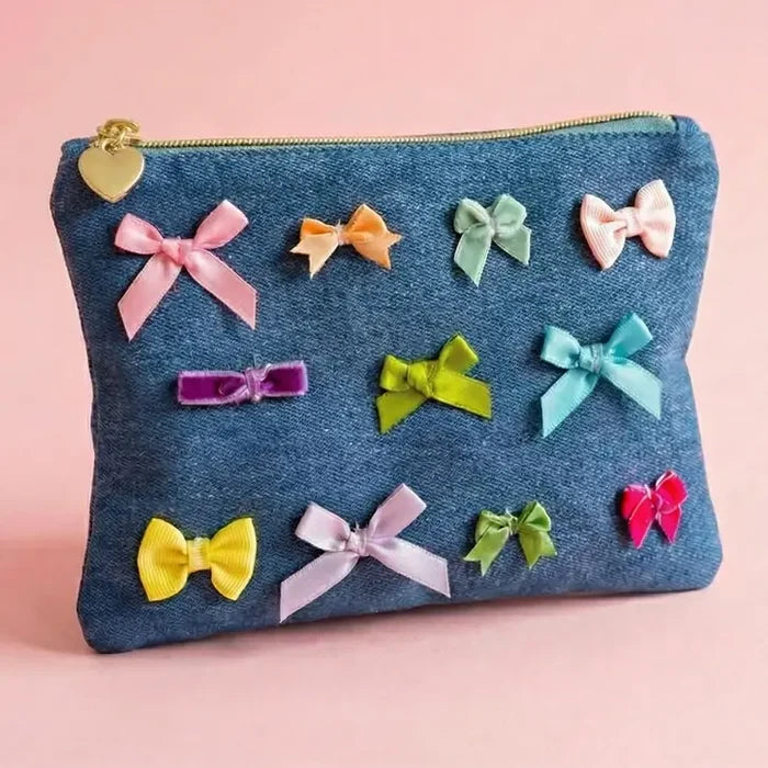 Denim + Bows - Bella: Medium Zipper Pouch