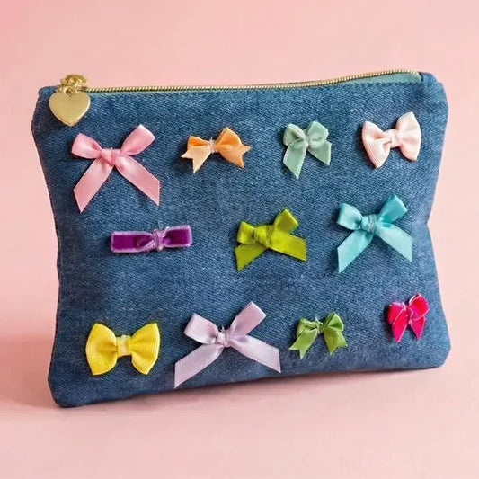 Denim + Bows - Bella: Medium Zipper Pouch