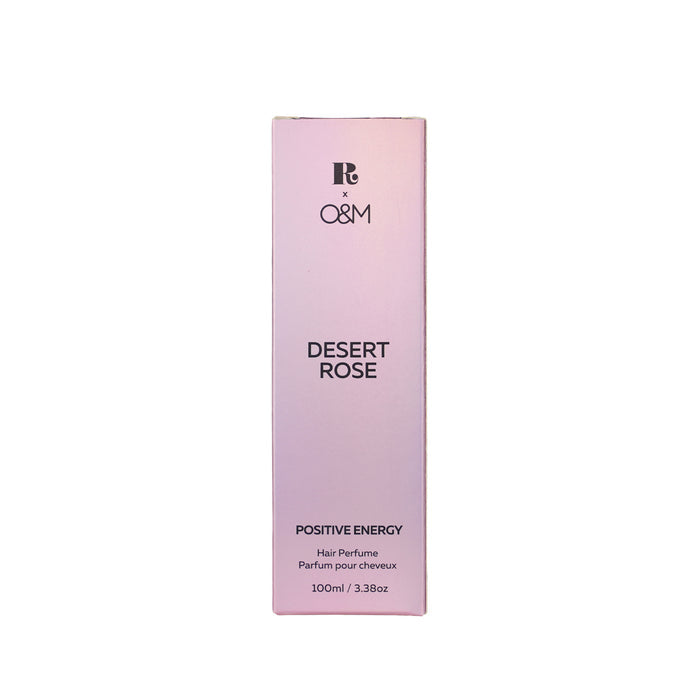 Pink hair perfume box labeled 'Desert Rose' with 'R&G' branding on a white background