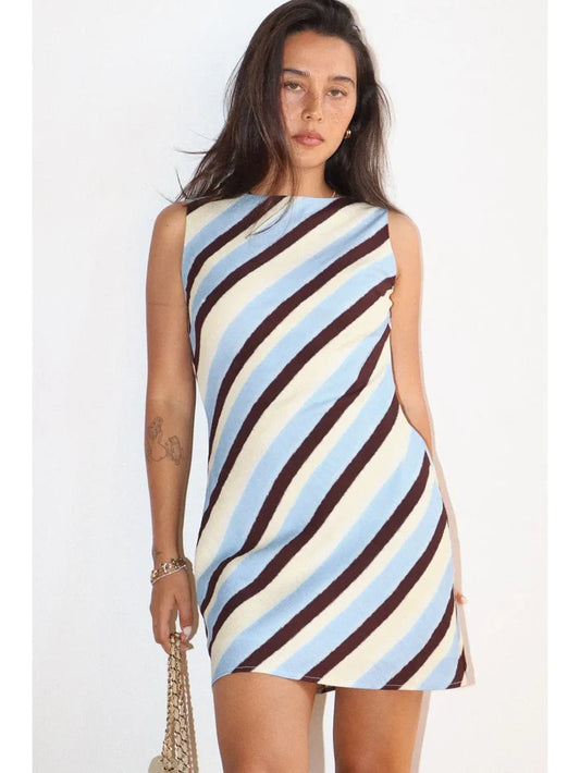 Diagonal Stripe Mini Dress