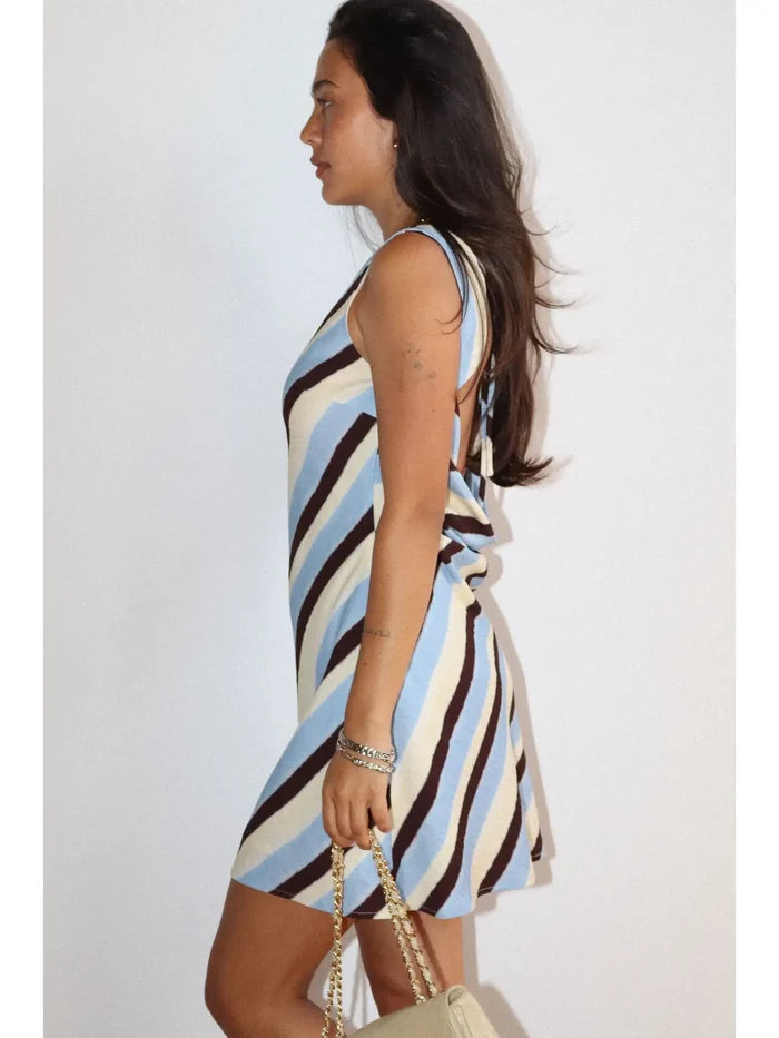 Diagonal Stripe Mini Dress