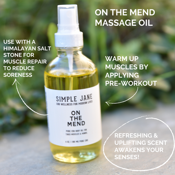 DISCONTINUED -On The Mend CBD Massage Oil - 4oz | Simple Jane