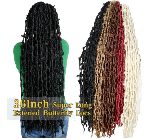 Distressed butterfly locs Dread Locks Crochet Braiding Hair Extension  36''