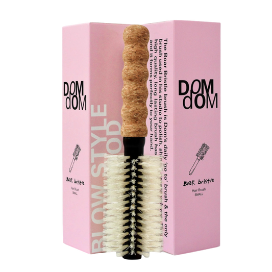 DOM DOM boar bristle brush, small boar bristle brush, compact hairbrush, natural bristle hairbrush, shine brush for hair, anti-frizz boar brush, travel hairbrush, wooden handle hairbrush, smoothing brush, salon-quality boar brush