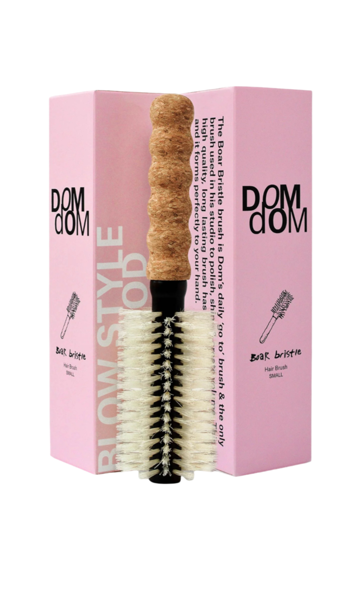 DOM DOM boar bristle brush, small boar bristle brush, compact hairbrush, natural bristle hairbrush, shine brush for hair, anti-frizz boar brush, travel hairbrush, wooden handle hairbrush, smoothing brush, salon-quality boar brush