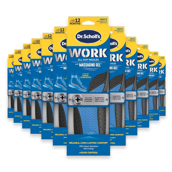 Dr. Scholl’s Comfort and Energy Work Massaging Gel Insoles for Men 8 to 14 - 12 Pack