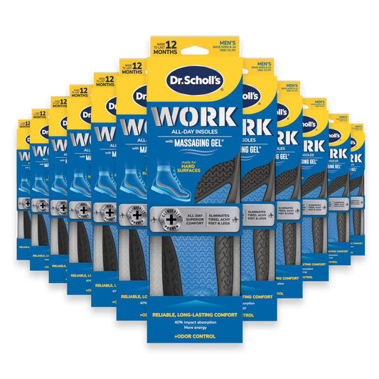 Dr. Scholl’s Comfort and Energy Work Massaging Gel Insoles for Men 8 to 14 - 12 Pack