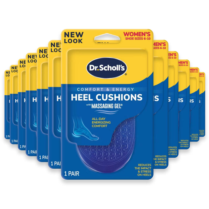 Dr. Scholl’s Comfort Heel Cushions with Massaging Gel for Women Size 6 to 10 1 Pair - 12 Pack