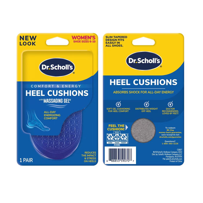 Dr. Scholl’s Comfort Heel Cushions with Massaging Gel for Women Size 6 to 10 1 Pair - 12 Pack