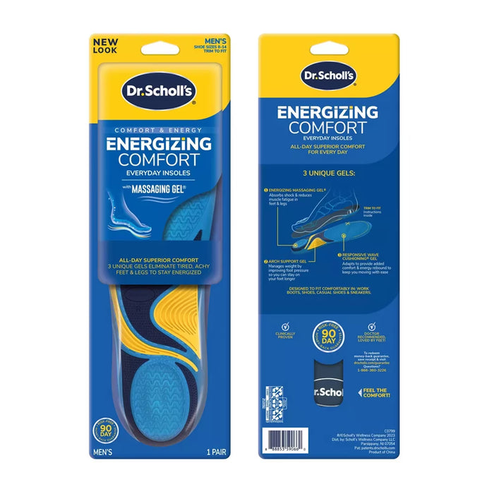 Dr. Scholl’s Energizing Comfort with Massaging Gel Insoles for Men Size 8 to 14 1 Pair - 12 Pack