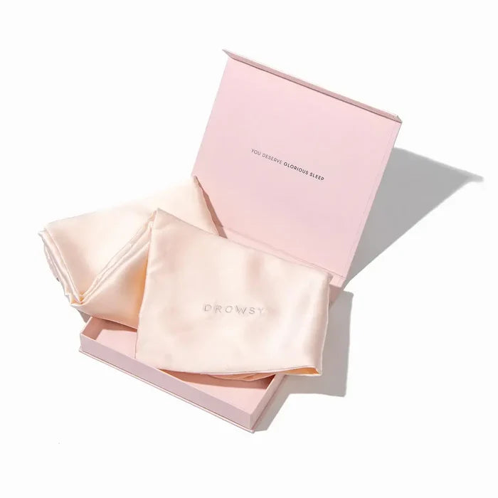 DROWSY Sunset Pink Silk Satin Pillowcase