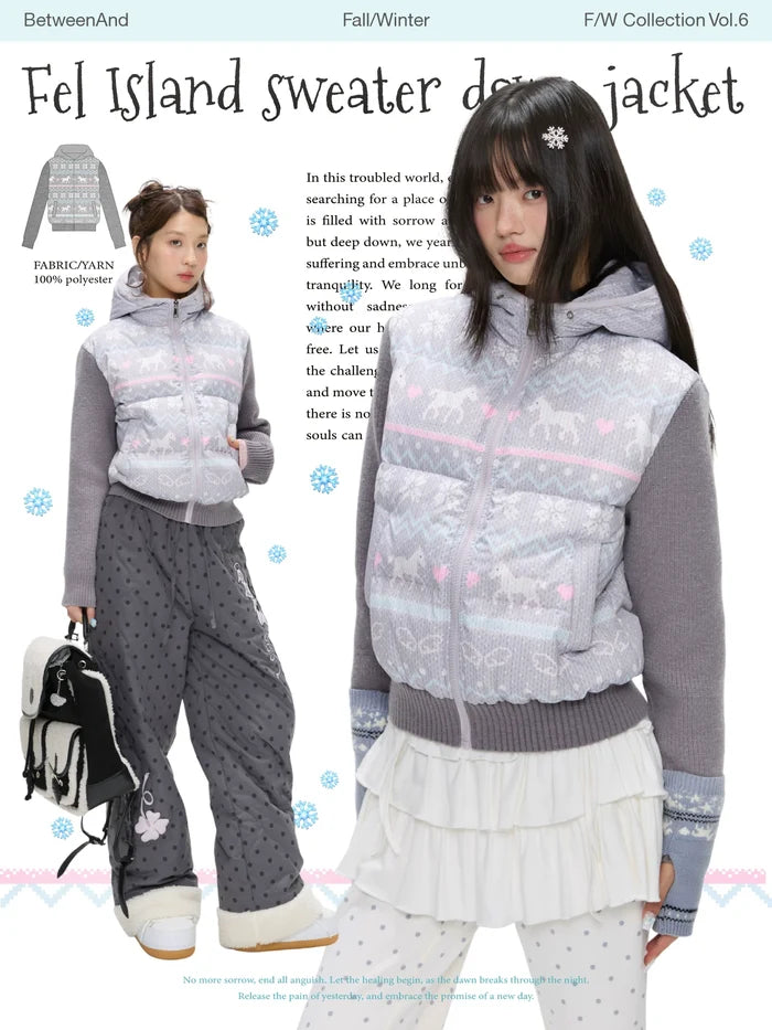 Fel Isle knit-trim down jacket (90% duck down)