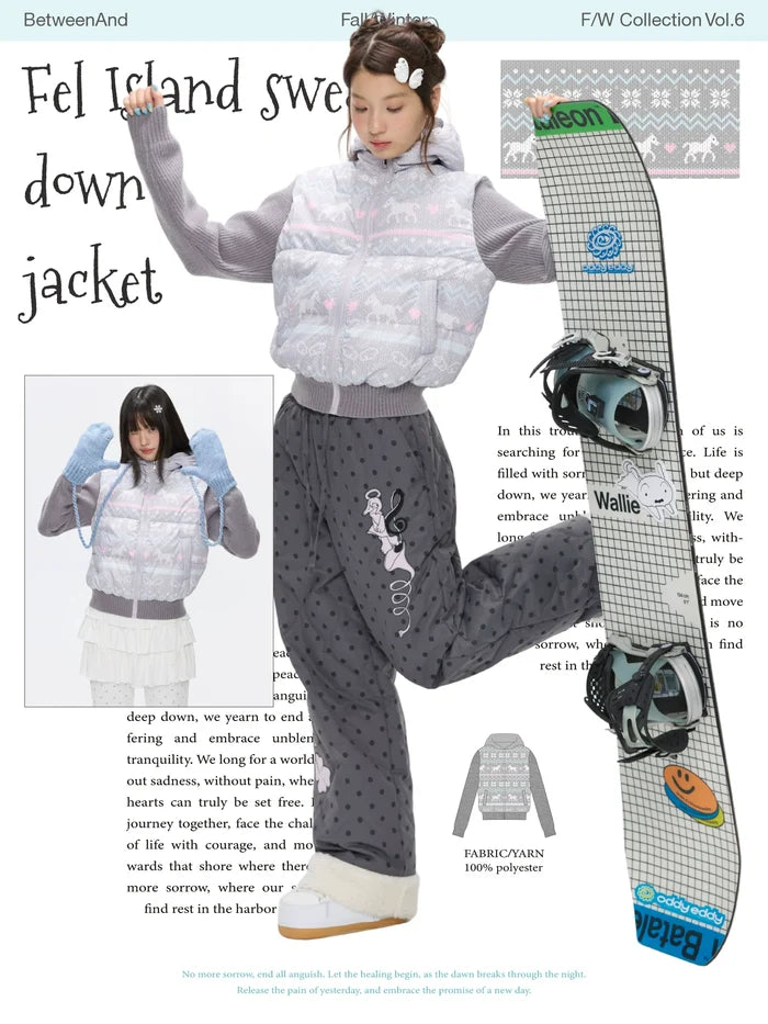 Fel Isle knit-trim down jacket (90% duck down)