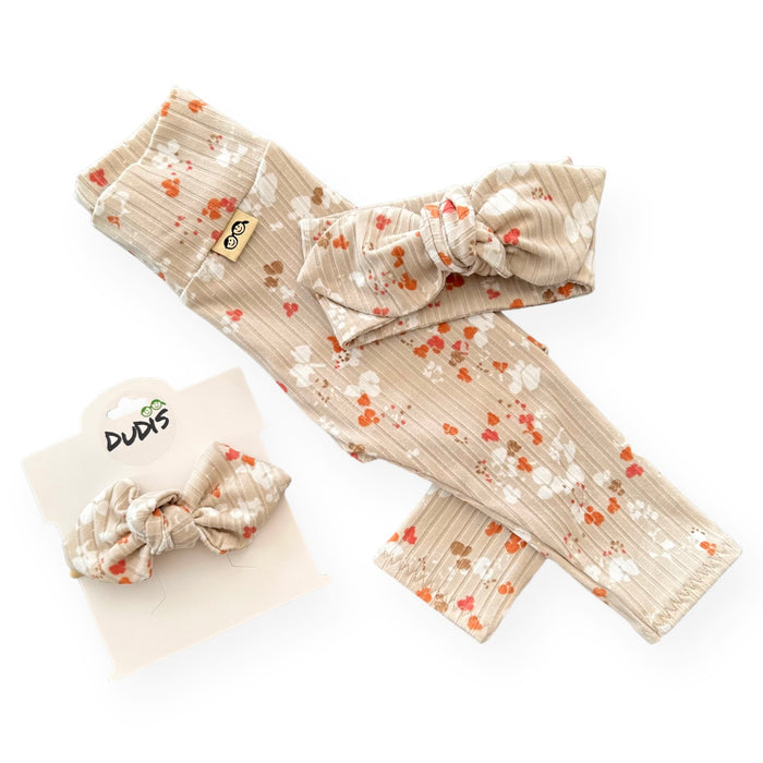 Floral Latte Ribbed Leggings and/or Headbands