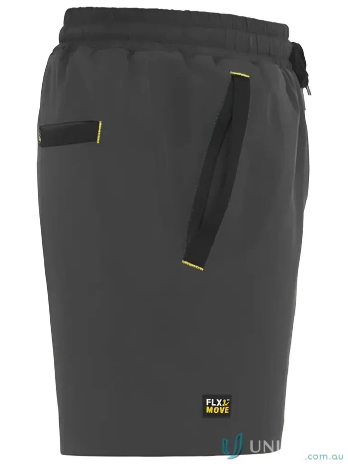 Gray Flx & Move 4-Way Stretch Elastic Waist Short made with stretchy elastic fabric