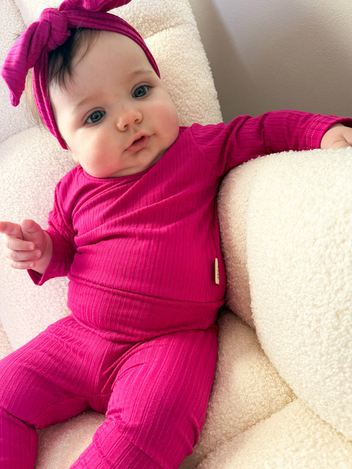 Fuchsia Ribbed Lounge Set