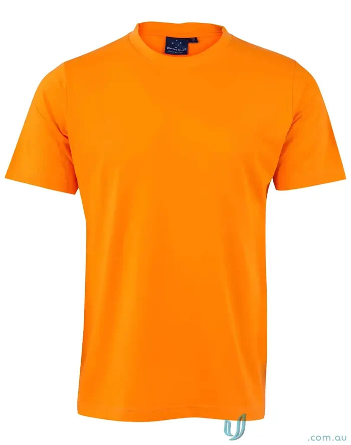 Orange short-sleeved T-shirt made from combed cotton, perfect for uniforms or workwear