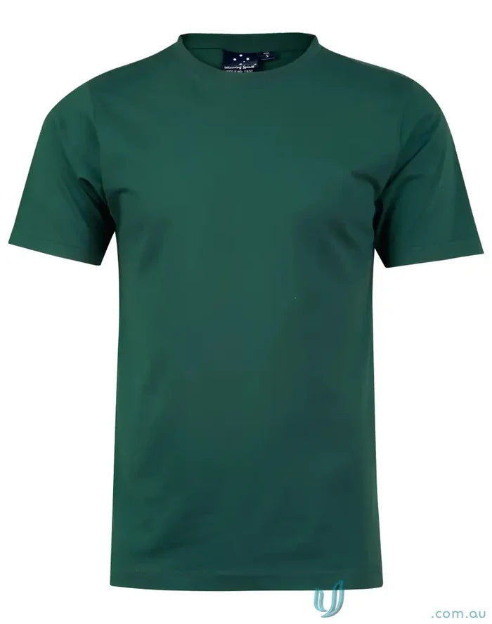 Green short-sleeved tee in combed cotton, perfect for uniforms or workwear