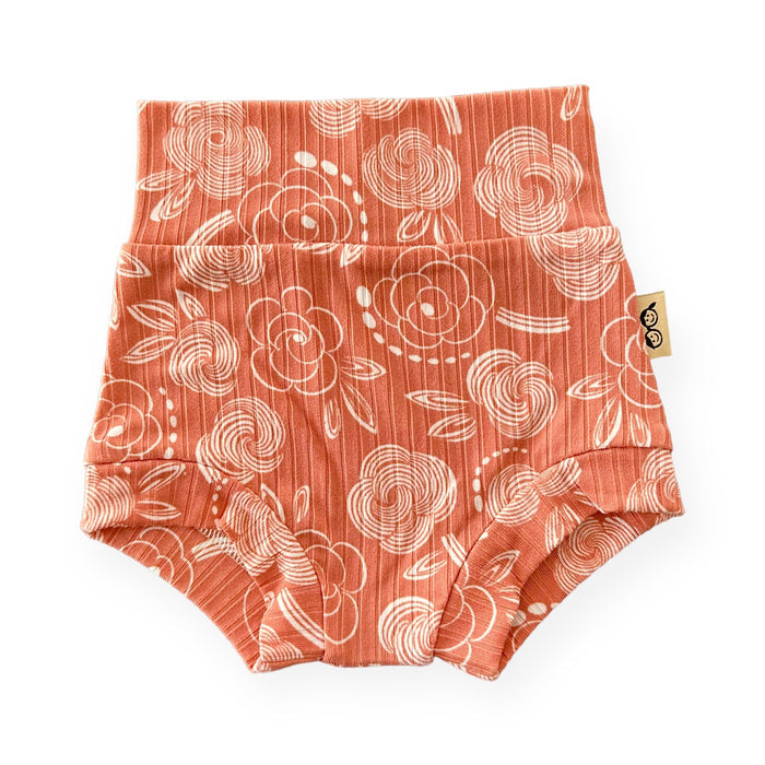 Geo Flowers Rose Ribbed Bummies