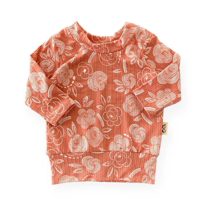 Geo Flowers Rose Ribbed Lounge Set