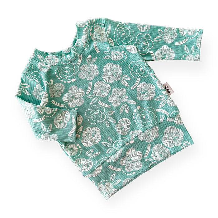 Geo Flowers Seafoam Ribbed Lounge Set