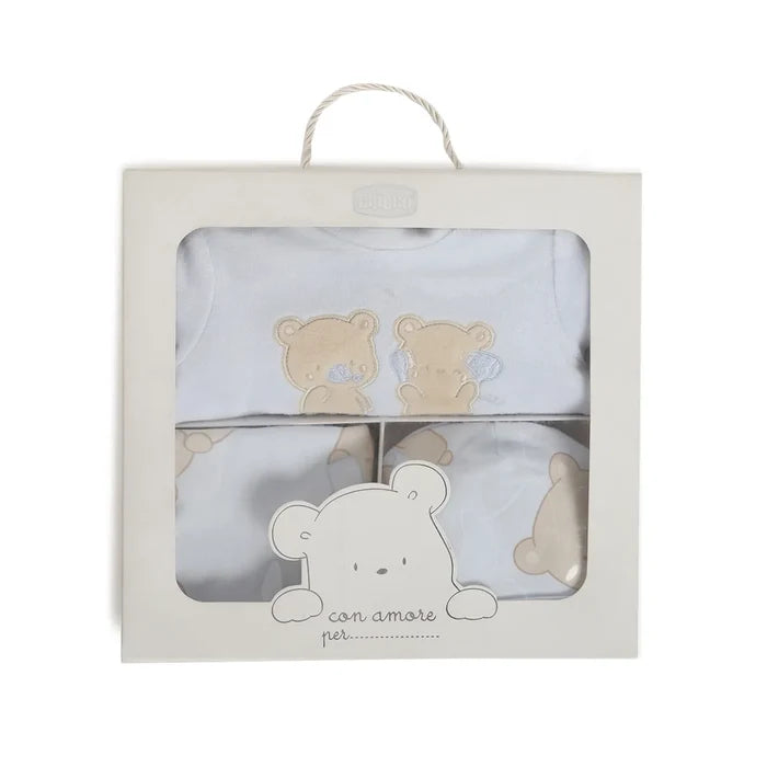 Gift Box Baby Suit & Bib & Cap Blue