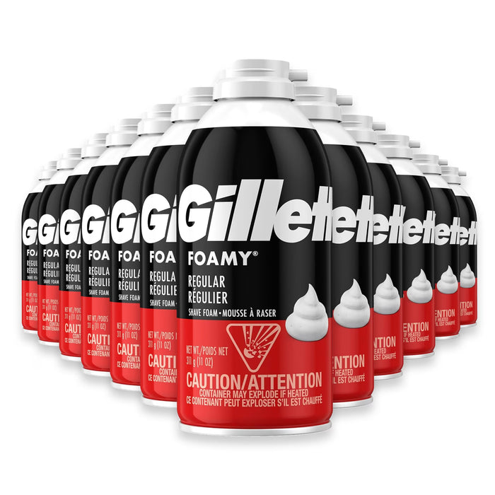 Gillette Foamy Shaving Cream, Regular, 11 oz - 12 Pack