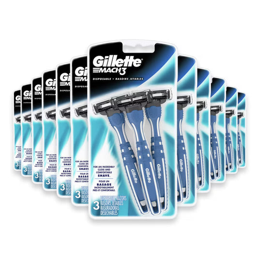 Gillette Mach3 Smooth Men’s Disposable Razors, 3 Ct - 12 Pack