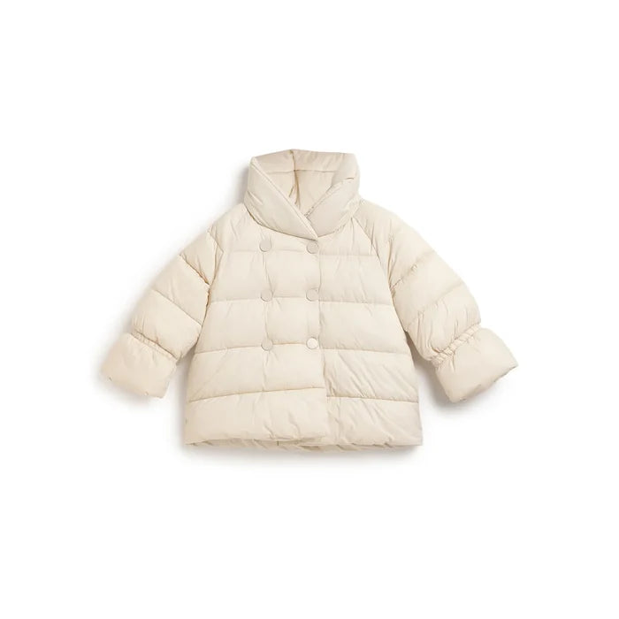 Girls Beige Long Sleeves Padded Jacket