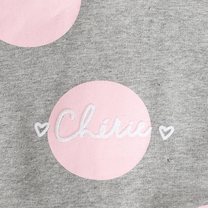 Girls Grey & Pink Printed Sweatshirt With Legging