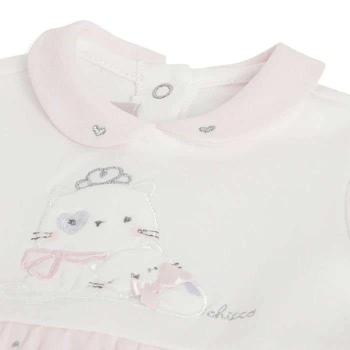 Girls Pink Applique Leg Opening Babysuit