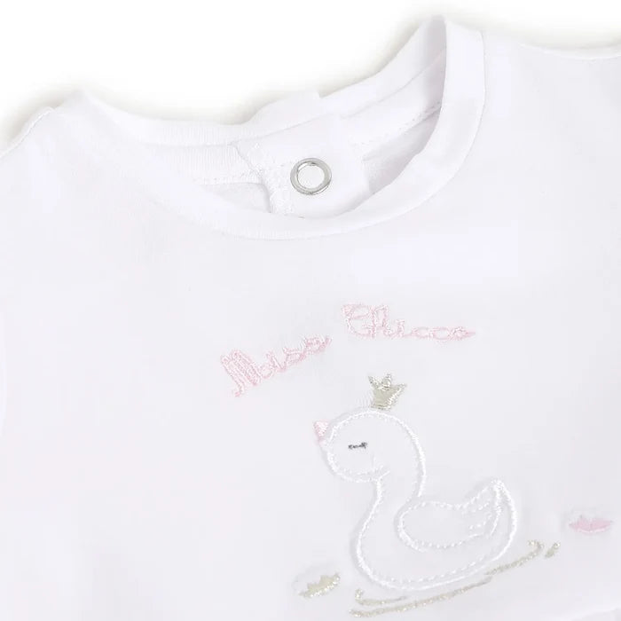 Girls Pink Printed Leg Opening Babysuit