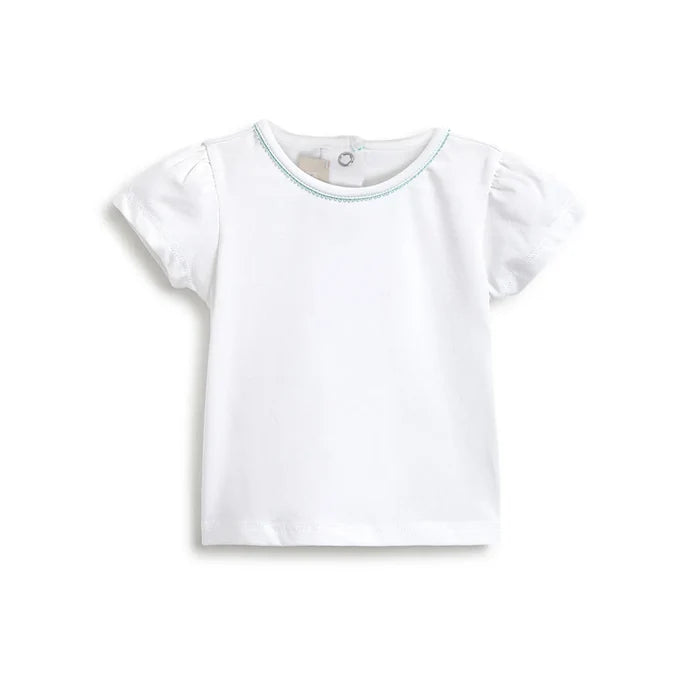 Girls White & Blue Striped Tshirt with Dungarees