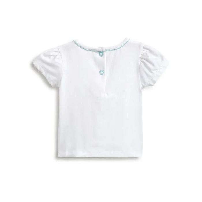 Girls White & Blue Striped Tshirt with Dungarees