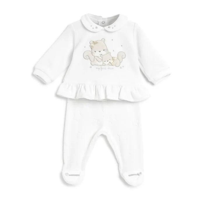 Girls White Embroidered Sweatshirt With Legging
